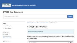 Svusd family portal - Saddleback Valley U.S.D. Create New Account. This portal is connected to school year 2023-2024. If you wish to see school year 2022-2023, please visit the 2022-2023 Parent Portal.